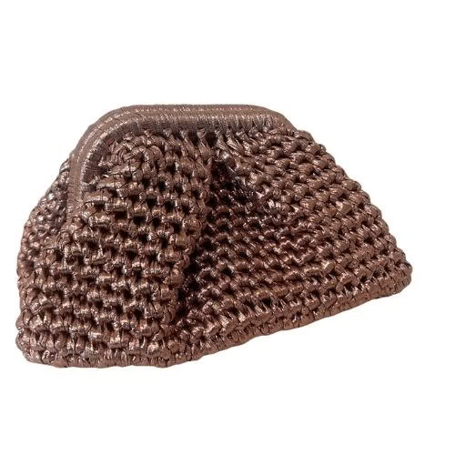 Parisian Cool Capri Woven Clutch Champagne Metallic