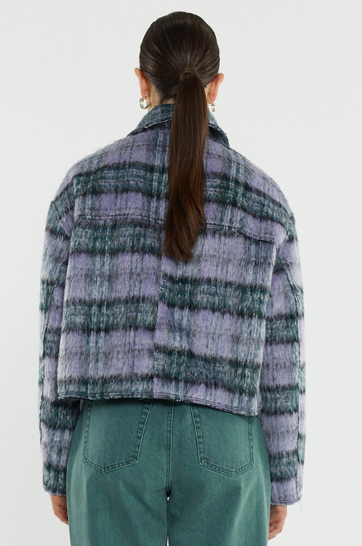 Sass Clothing Zoe Cropped Coat Purple Check