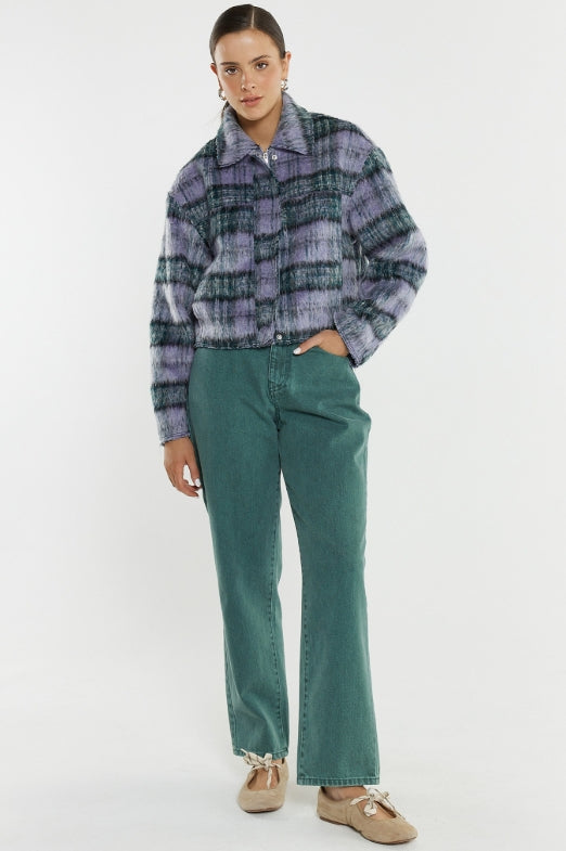 Sass Clothing Zoe Cropped Coat Purple Check