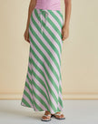 Betty Basics Brooke Bias Skirt Green/ Pink Stripe