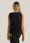 Sass Clothing Elin Gathered Tie Top Black