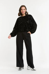 Urban Luxury Sequin Top Black