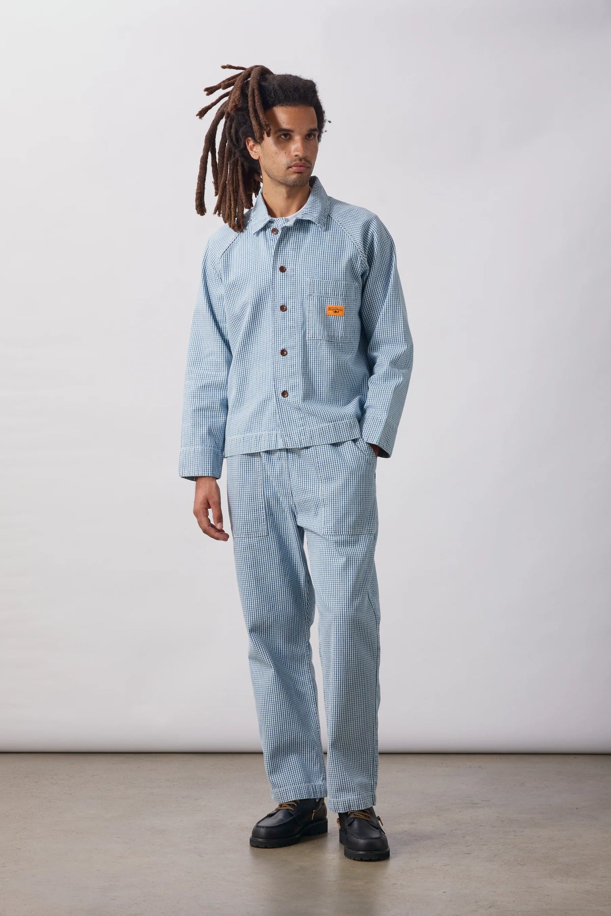 Service Works House Gingham FOH Jacket Blue