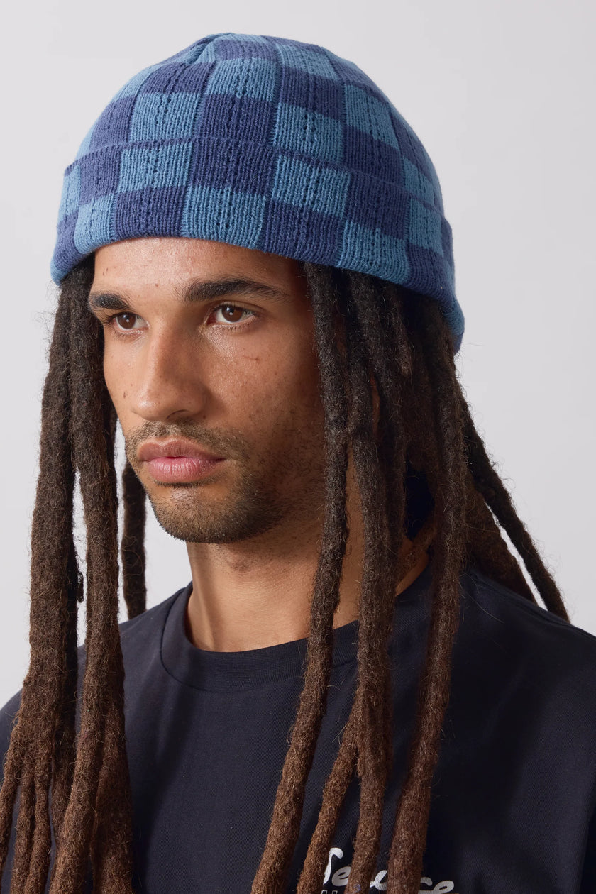 Service Works Chunky Check Beanie Navy