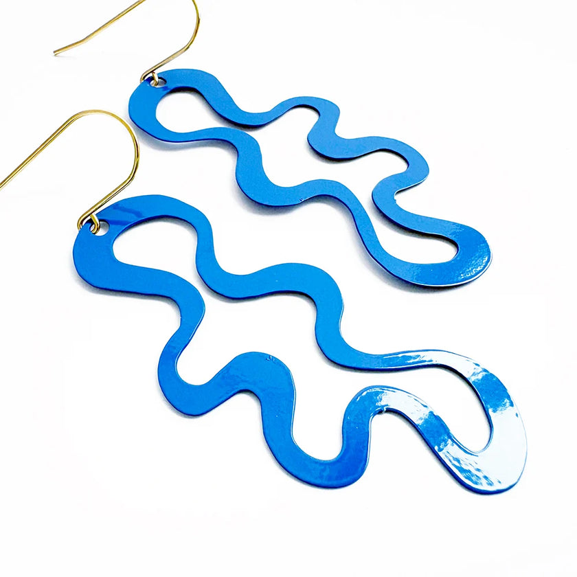 DENZ Squiggle Earrings Blue