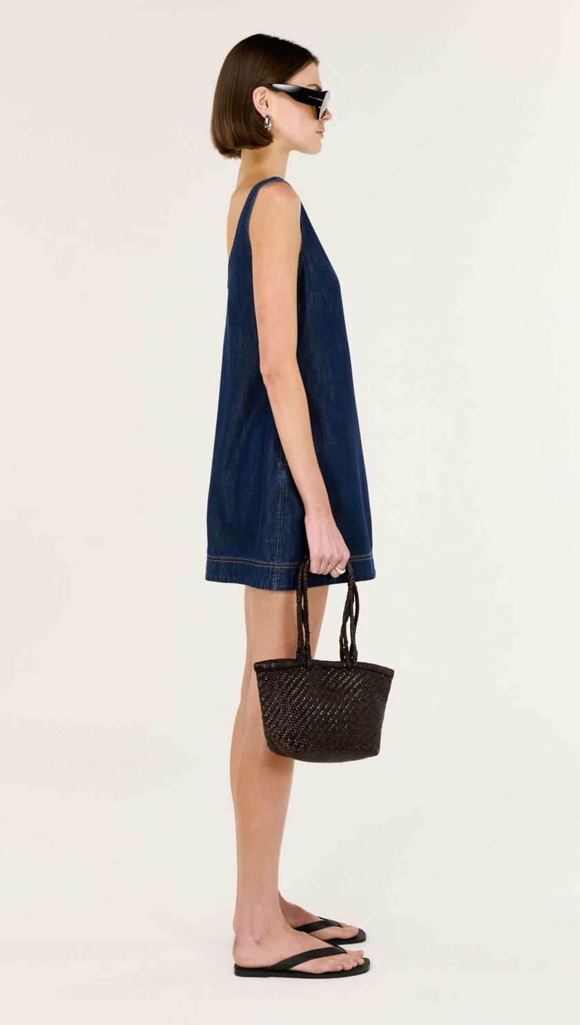 Staple The Label Lea Denim Mini Dress Indigo