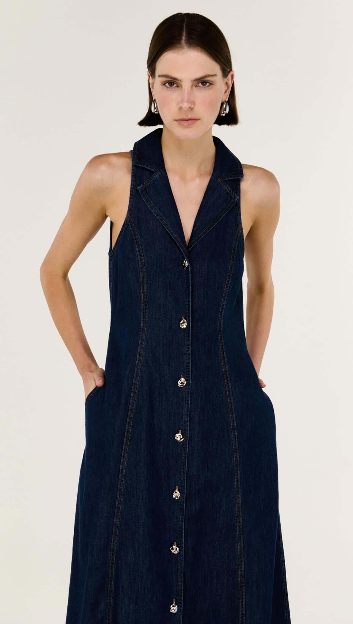 Staple The Label Lea Denim Midi Dress Indigo