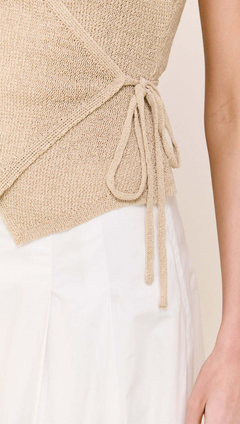 Staple The Label Marnie Knit Wrap Top Stone