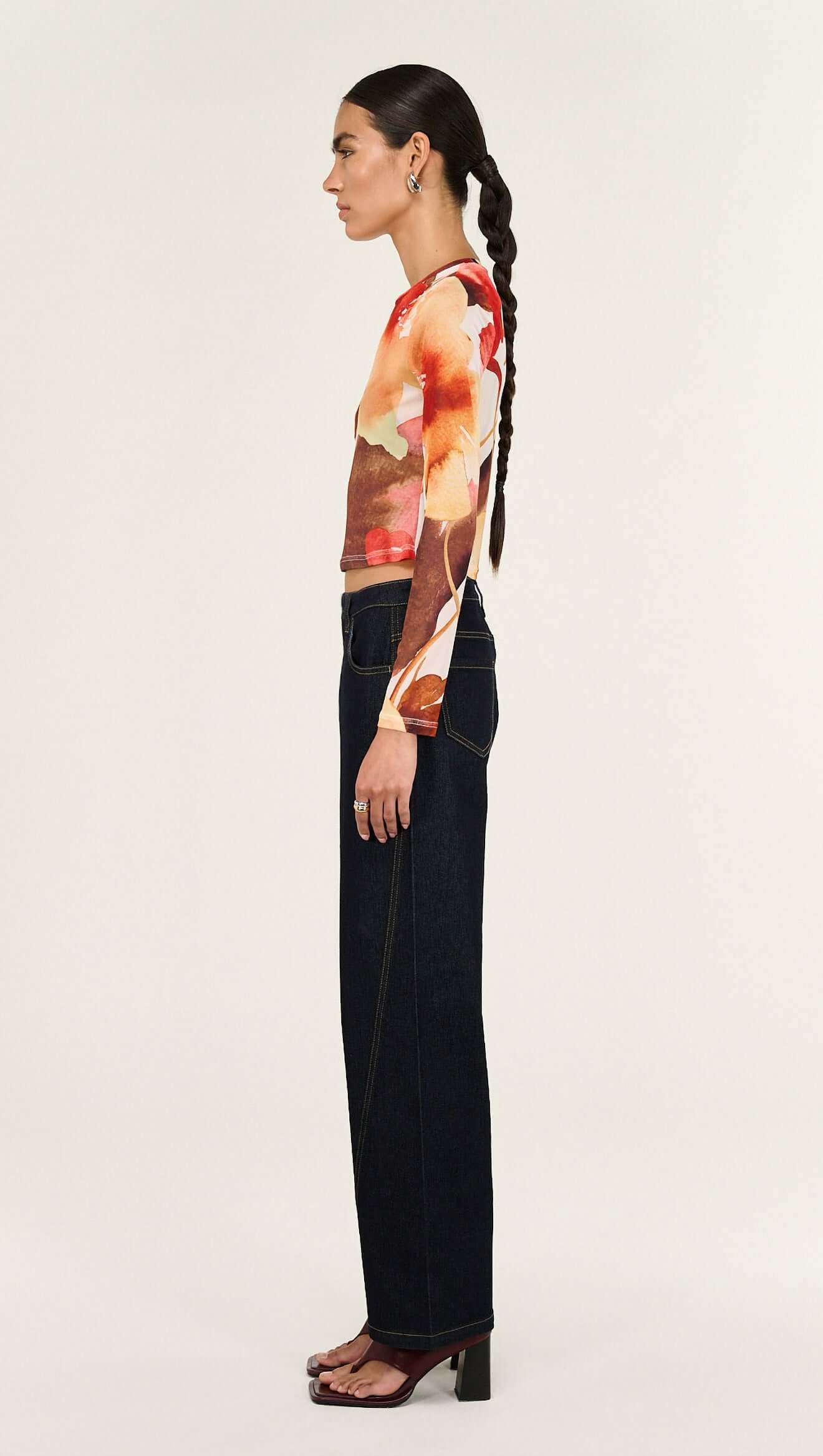 Staple The Label Kaia Mesh Top Abstract Floral