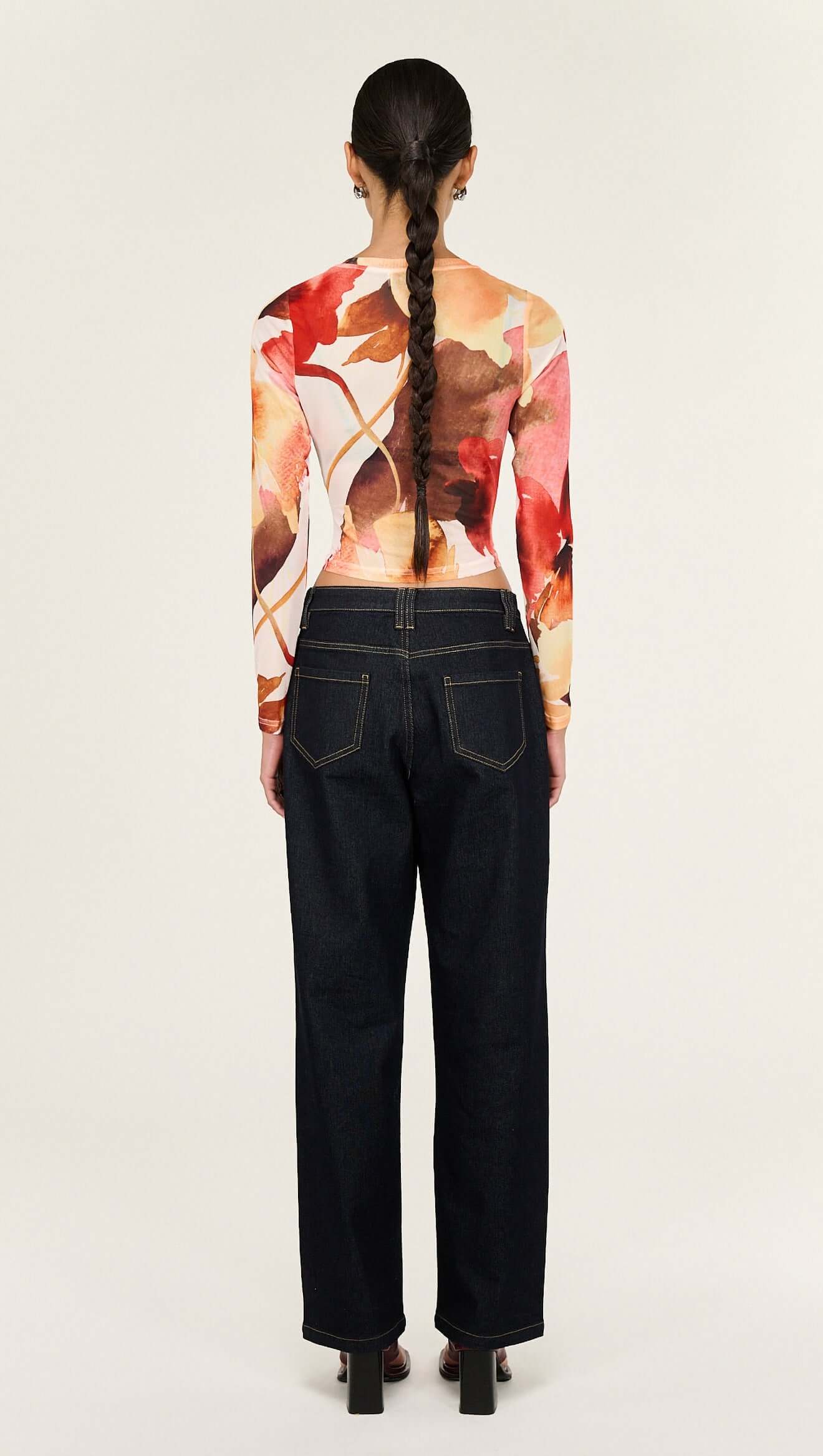 Staple The Label Kaia Mesh Top Abstract Floral