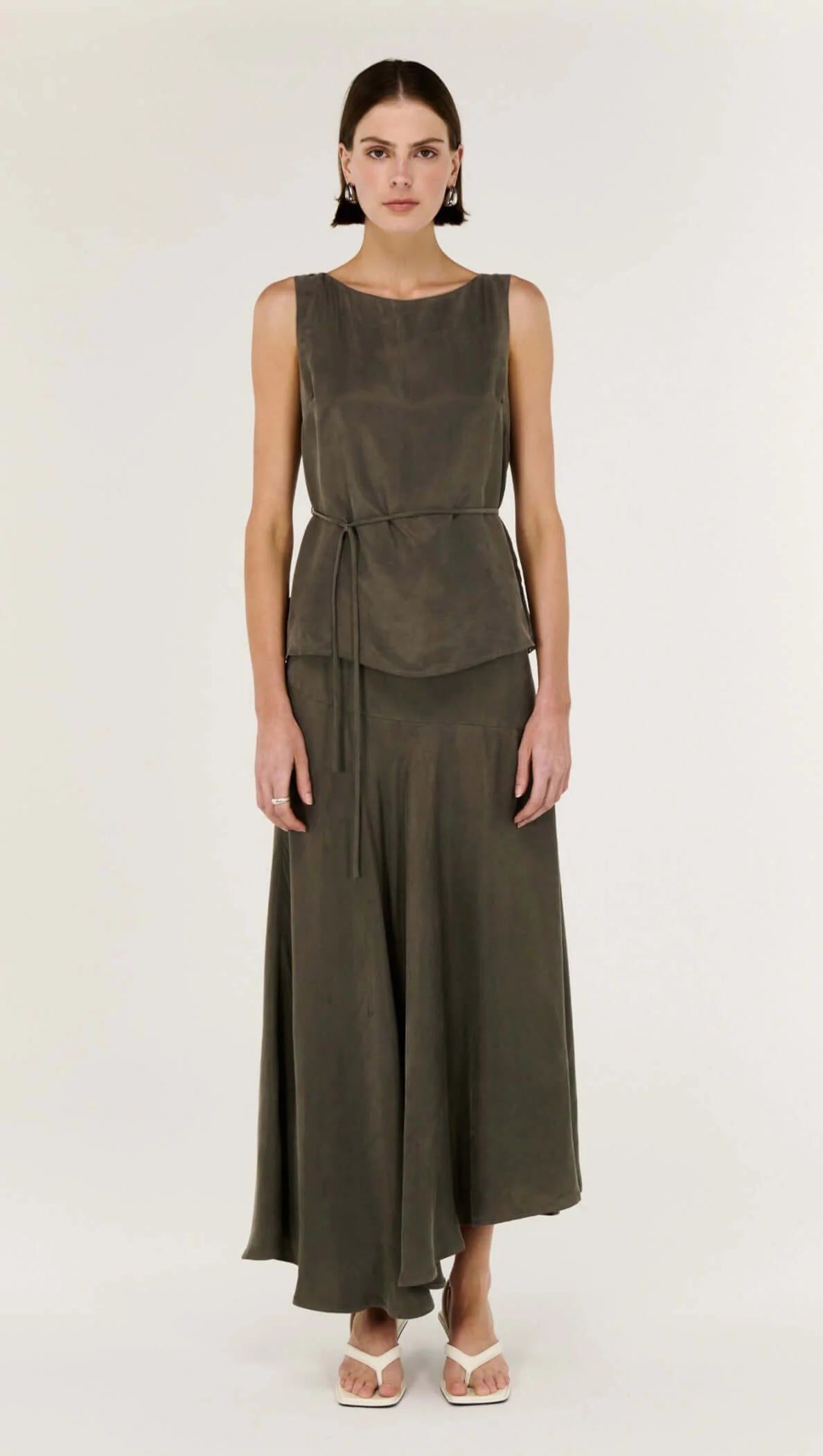 Staple The Label Stevie Waist Tie Top Olive