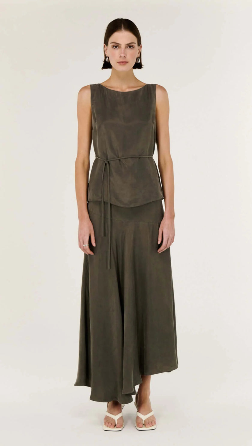 Staple The Label Stevie Waist Tie Top Olive