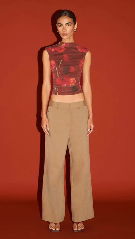 Staple The Label Vivi Mesh Top Chocolate Floral