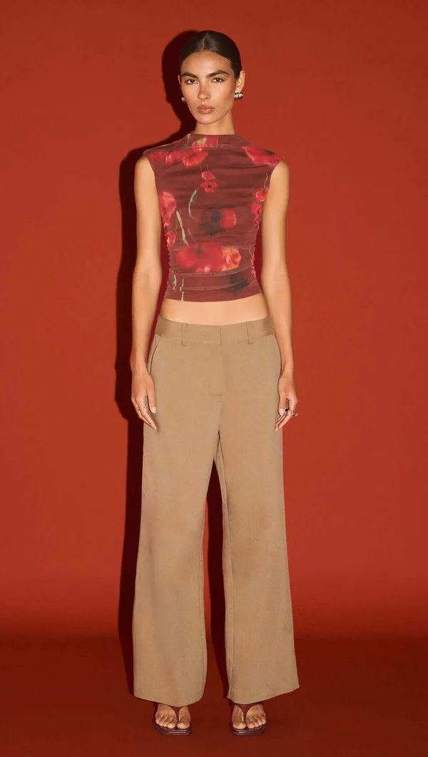 Staple The Label Vivi Mesh Top Chocolate Floral