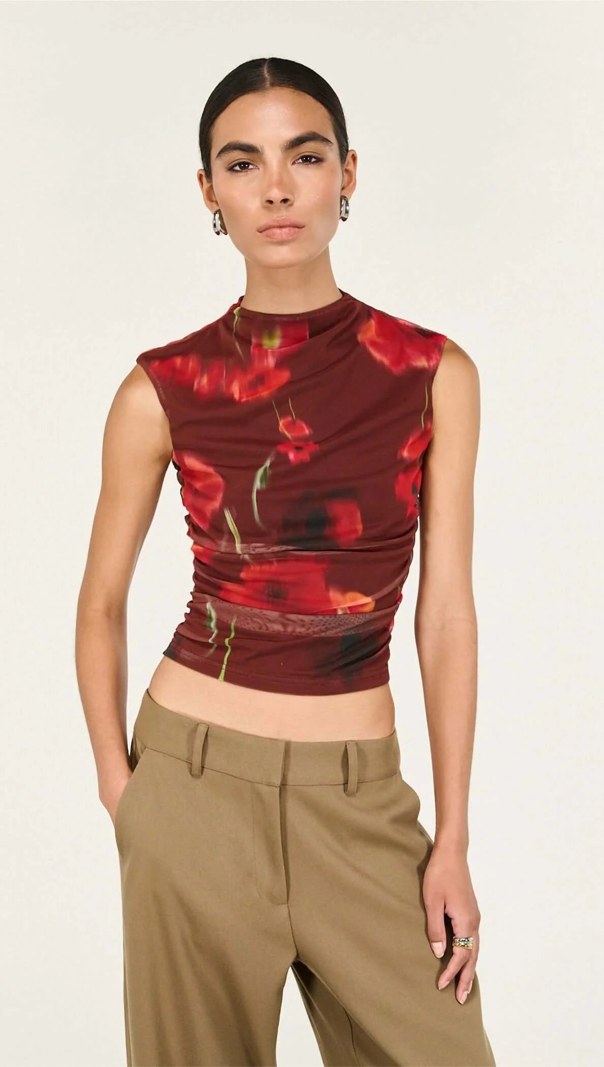 Staple The Label Vivi Mesh Top Chocolate Floral