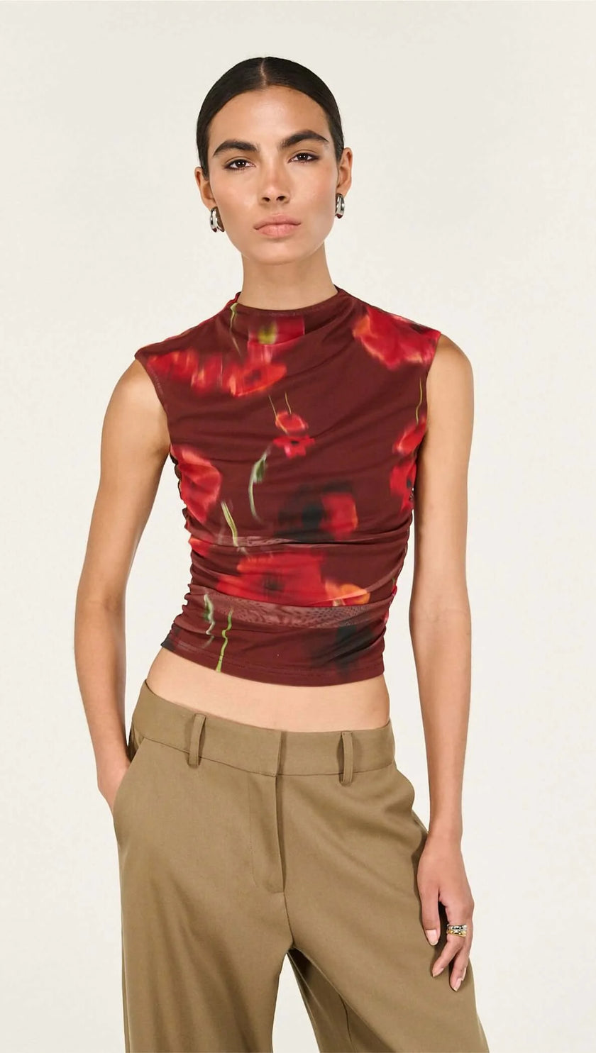 Staple The Label Vivi Mesh Top Chocolate Floral