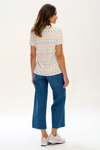 Sugarhill Brighton Maggie T-Shirt Off White Rainbow Lightning