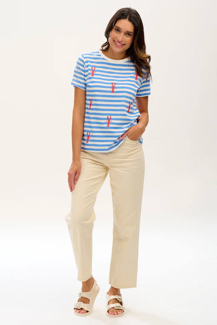 Sugarhill Brighton Maggie T Shirt Off White Blue Lobster