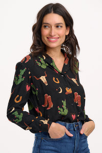 Sugarhill Brighton Micah Revere Shirt Black/Cowgirl Print