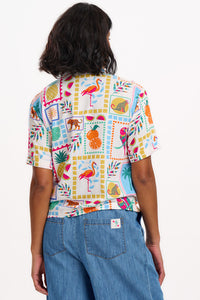 Sugarhill Brighton Odele Shirt Off White Jungle Print