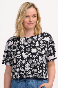 Sugarhill Brighton Christina Top Monochrome Folk Floral