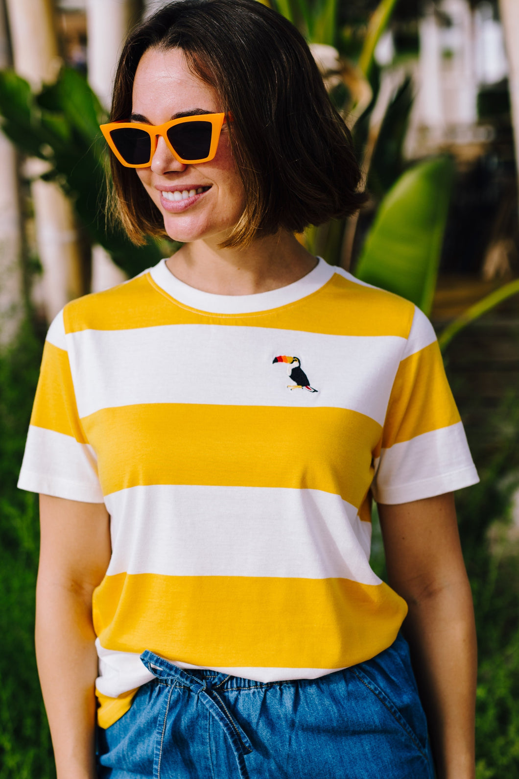 Sugarhill Brighton Maggie T-Shirt Off White/Yellow Bold Toucan