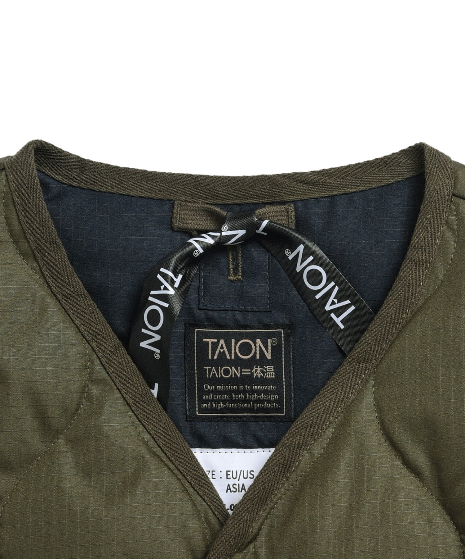 Taion Unisex Military Zip V-Neck Down Jacket Light Mocha