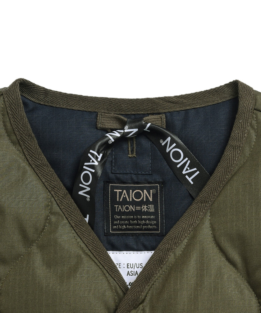 Taion Unisex Military Zip V-Neck Down Jacket Light Mocha