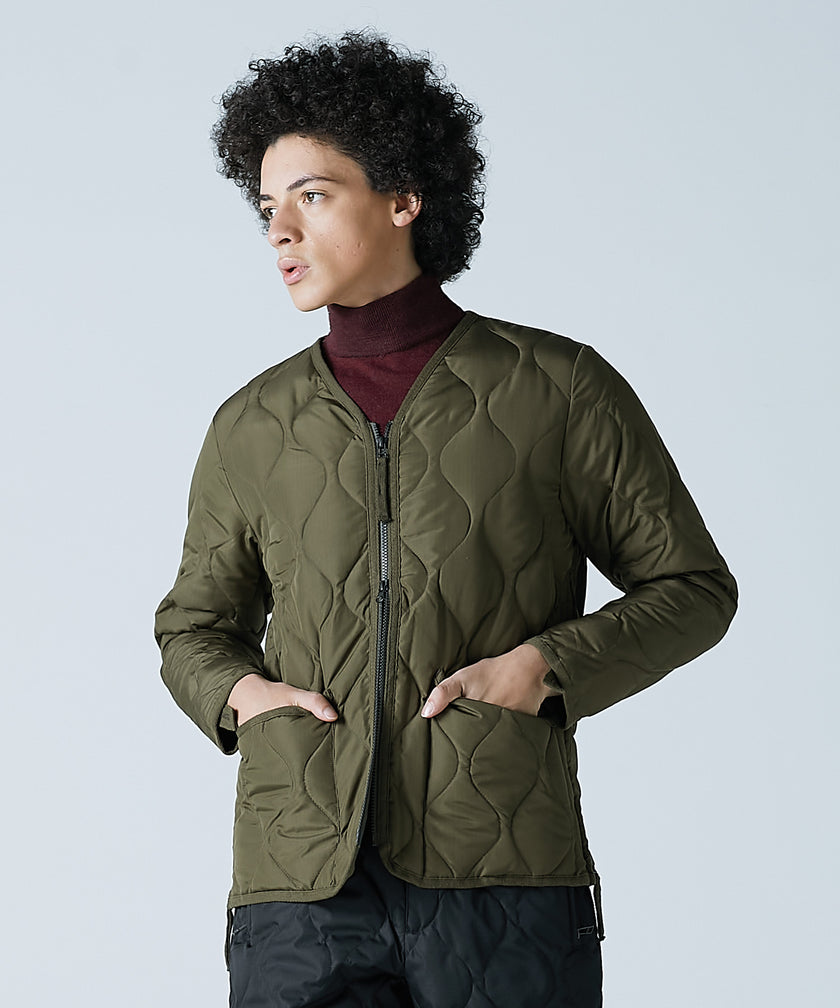 Taion Unisex Military Zip V-Neck Down Jacket Light Mocha