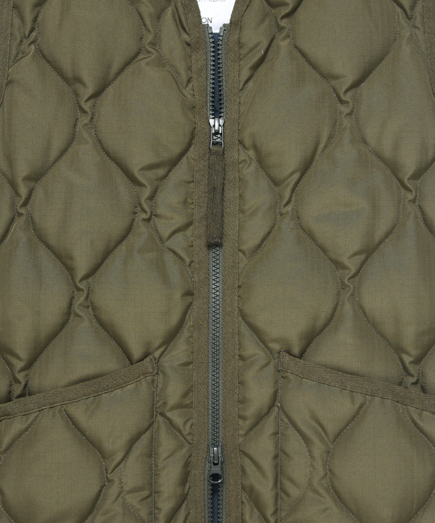 Taion Unisex Military Zip V-Neck Down Jacket Light Mocha