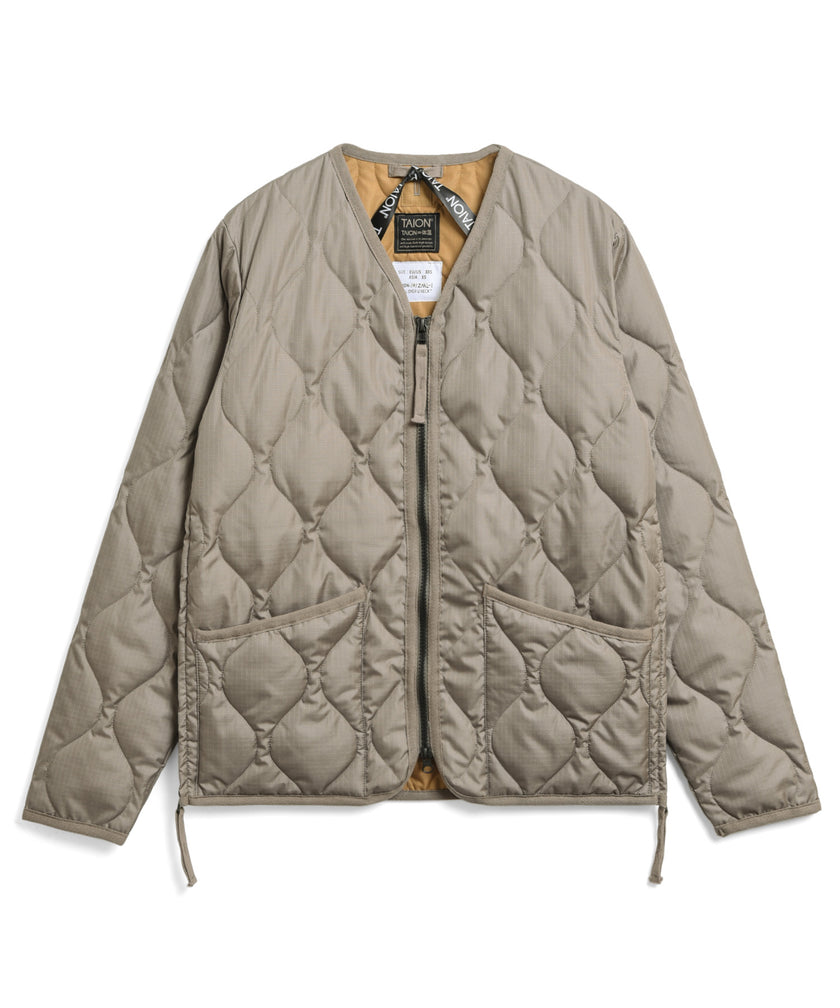 Taion Unisex Military Zip V-Neck Down Jacket Light Mocha