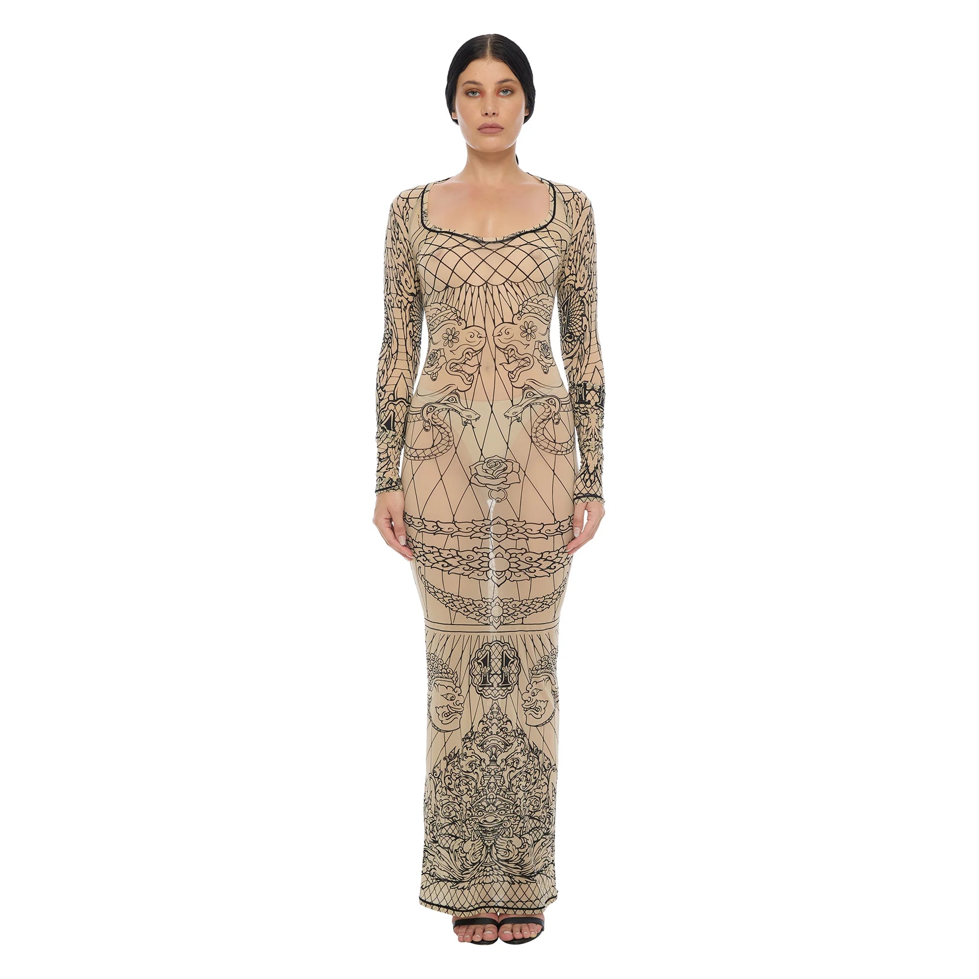 The Esoteric World Long Sleeve Slip Dress Khmer