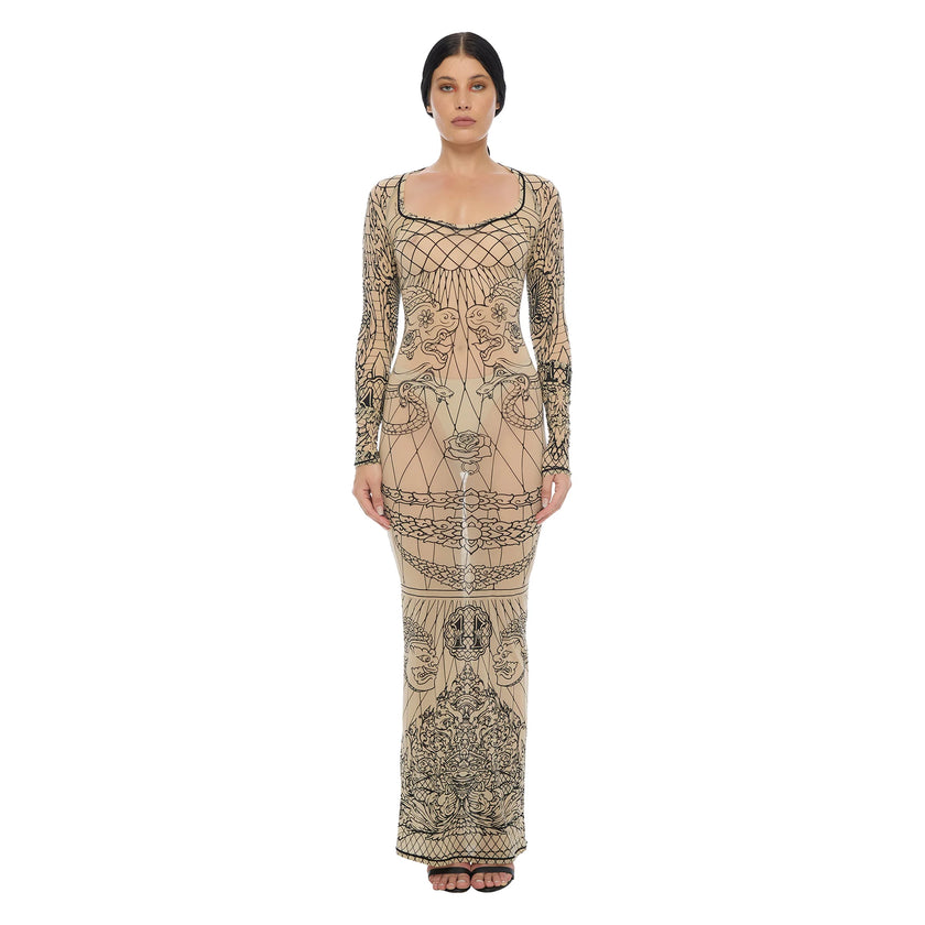 The Esoteric World Long Sleeve Slip Dress Khmer