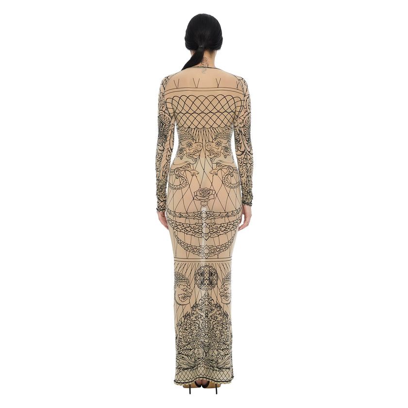 The Esoteric World Long Sleeve Slip Dress Khmer