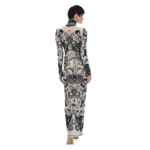 Load image into Gallery viewer, The Esoteric World High Roll Neck Maxi Dress Nude/ Black
