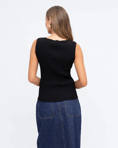 White Closet TF9467 Knit Top Black