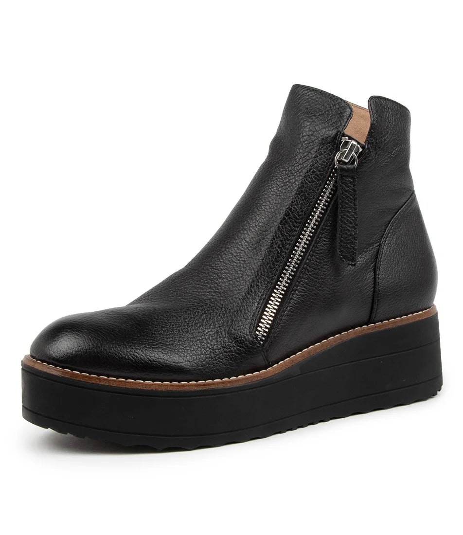 Top End Nene Zip Side Boots Black/Black Leather