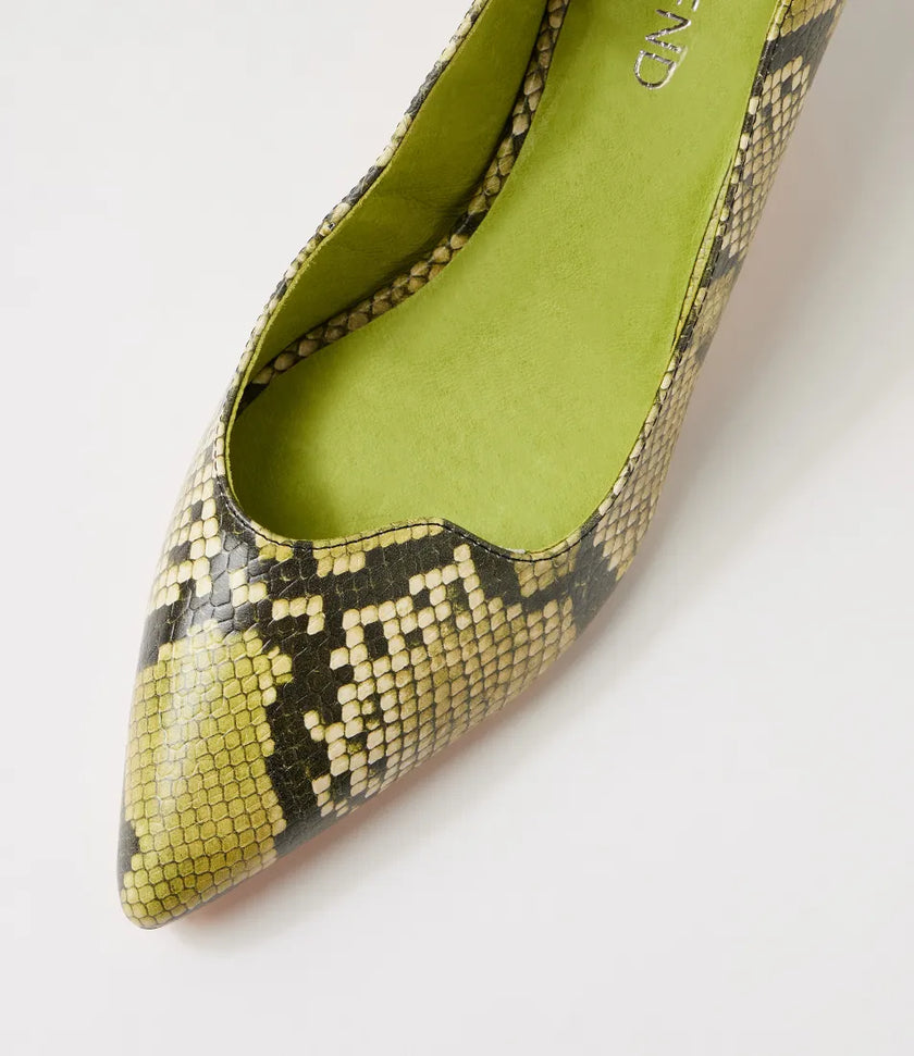 Top End Vini Slingback Kitten Heels Citrus Snake Leather