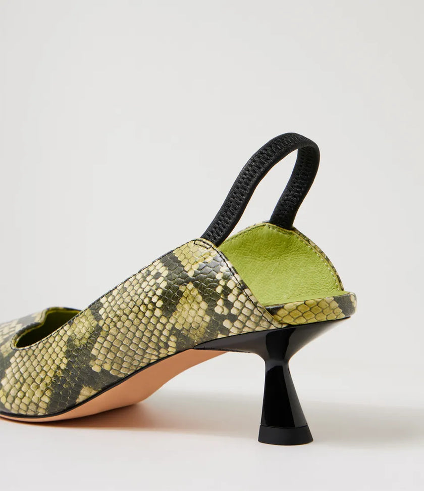 Top End Vini Slingback Kitten Heels Citrus Snake Leather