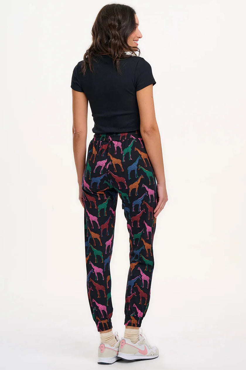 Sugarhill Brighton Donna Jersey Joggers Black Giraffe Spots