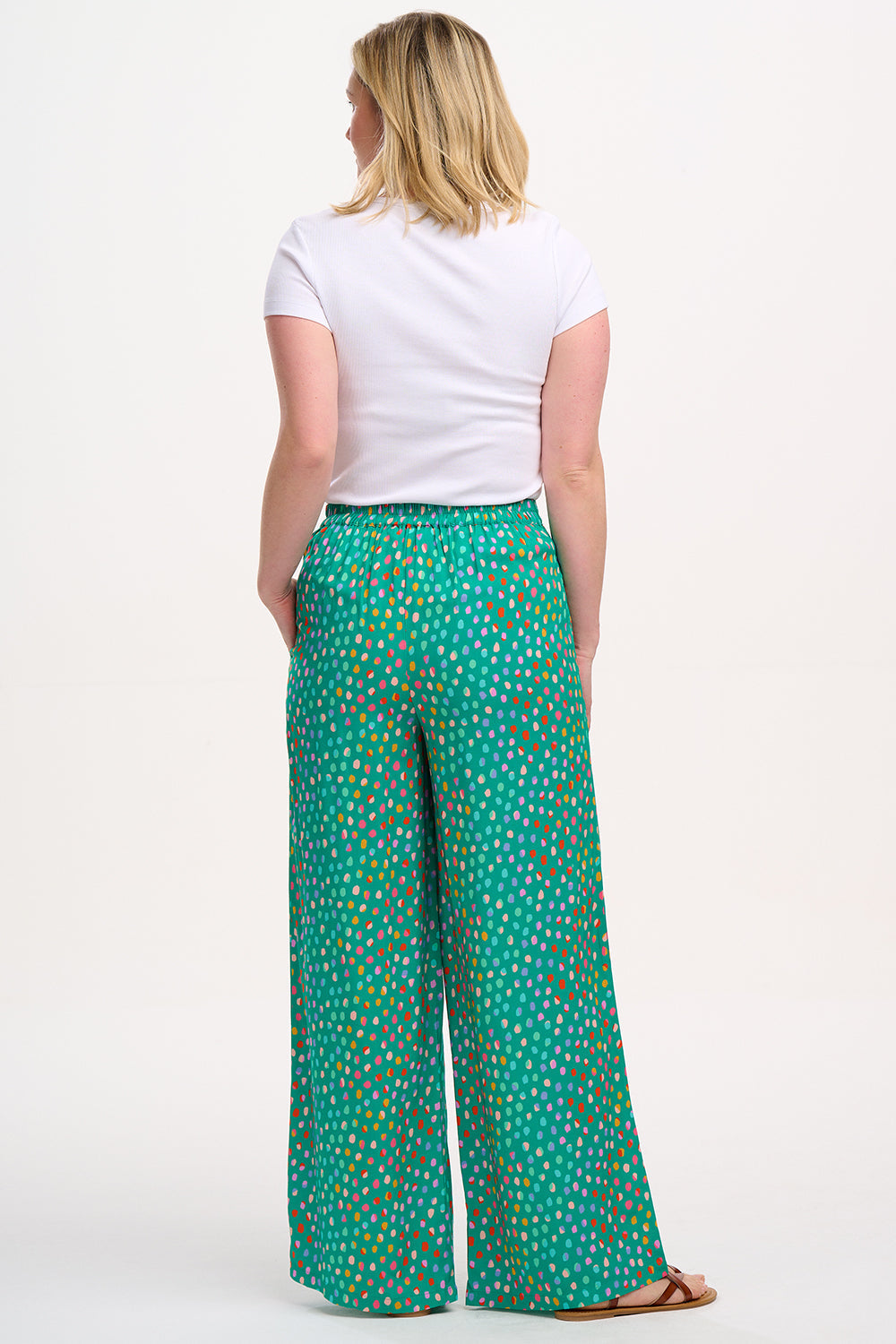 Sugarhill Brighton Patsy Palazzo Pants Green/ Rainbow Pebbles