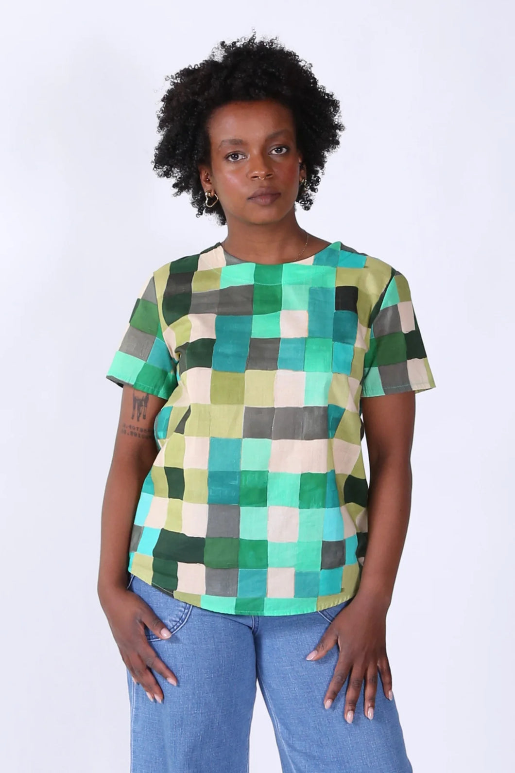 Olga De Polga Tessera Top Forest Cotton Voile