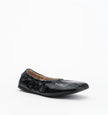 Alias Mae Theresa Square-Toe Ballet Flats Black Oily Crinkle Leather
