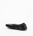 Alias Mae Theresa Square-Toe Ballet Flats Black Oily Crinkle Leather