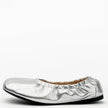 Alias Mae Theresa Square-Toe Ballet Flats Silver Crinkle Leather