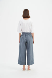 Tirelli Cropped Wide Leg Pant Denim Blue