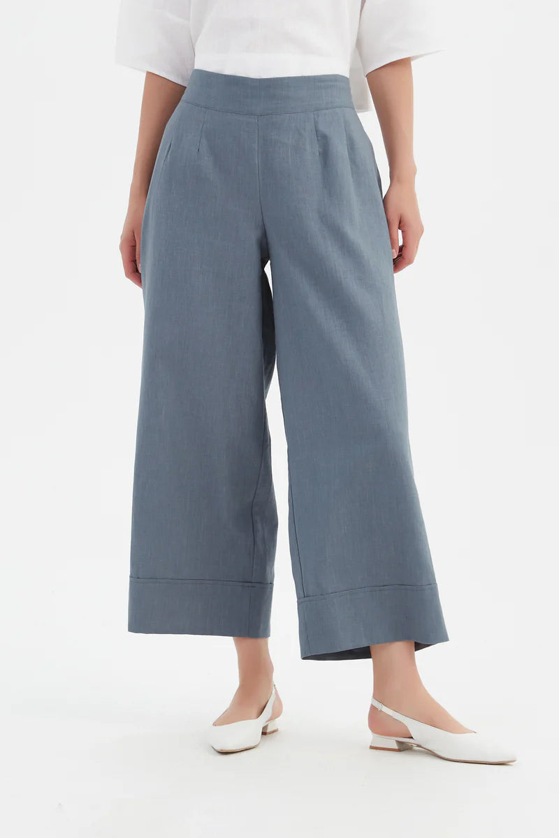 Tirelli Cropped Wide Leg Pant Denim Blue