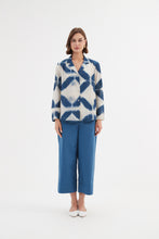 Load image into Gallery viewer, Tirelli Open Collar Shirt Blue Diamond Print
