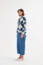 Load image into Gallery viewer, Tirelli Open Collar Shirt Blue Diamond Print
