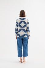 Load image into Gallery viewer, Tirelli Open Collar Shirt Blue Diamond Print
